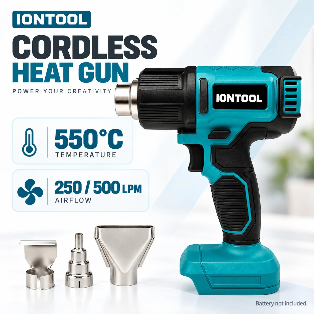 Cordless Heat Gun For Shrink Tubing - IONTOOL 550 ℃ Kompakte, robuste, kabellose